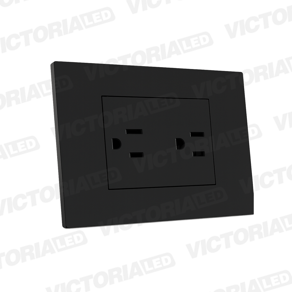 TOMACORRIENTE DOBLE 16A 125/250V PC NEGRO