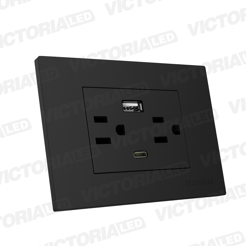 TOMACORRIENTE DOBLE + UBS*1 + TIPO C*1 16A 125/250V PC BLANCO