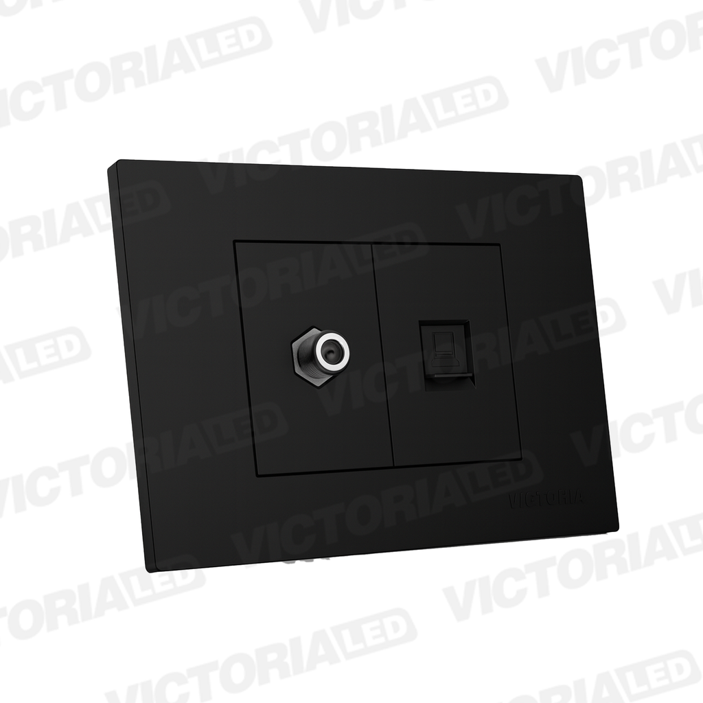 TOMA TV + RJ45 CAT5 PC NEGRO