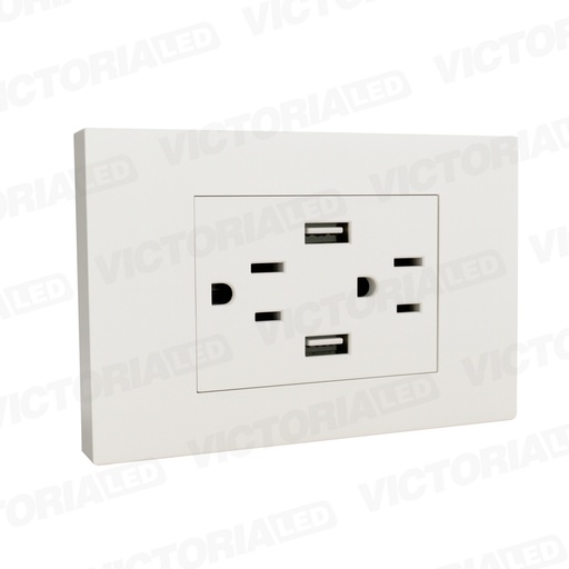 [VL-TM2+2B] TOMACORRIENTE DOBLE + USB*2 16A 125/250V PC BLANCO