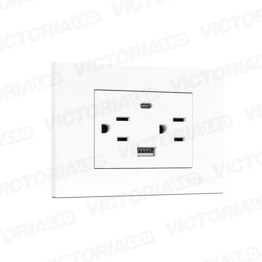 [VL-TM4B] TOMACORRIENTE DOBLE + UBS*1 + TIPO C*1 16A 125/250V PC BLANCO